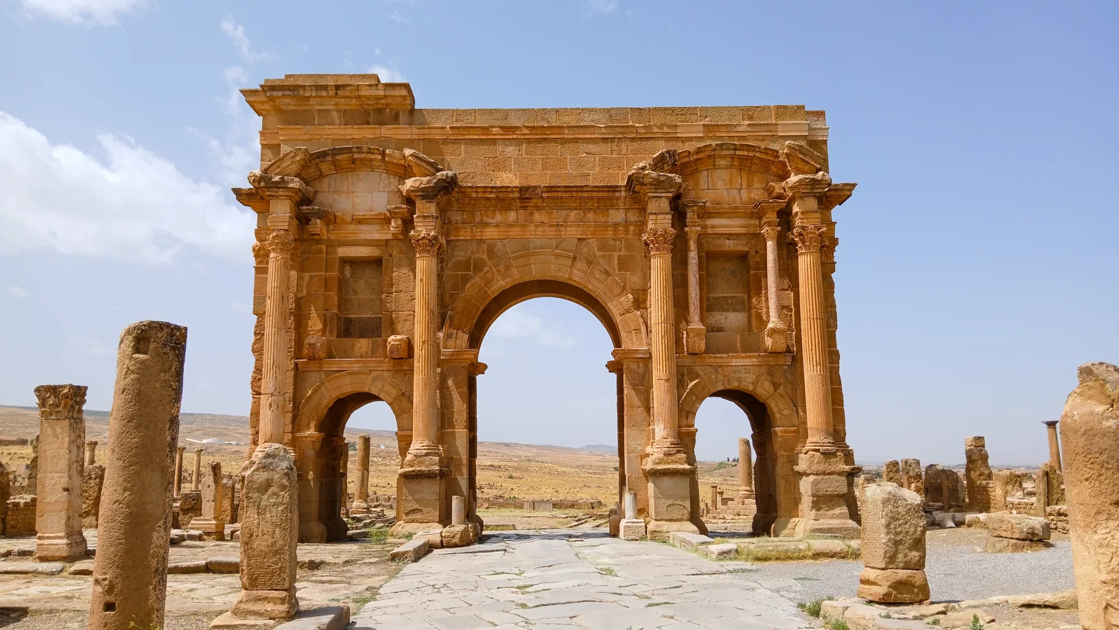 Ruinas romanas de Timgad, provincia de Batna, Argelia